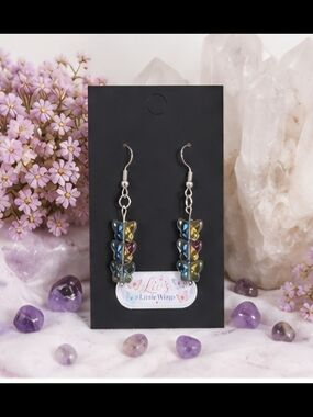 Rainbow Butterfly Stack Dangle Earrings - Multicolor